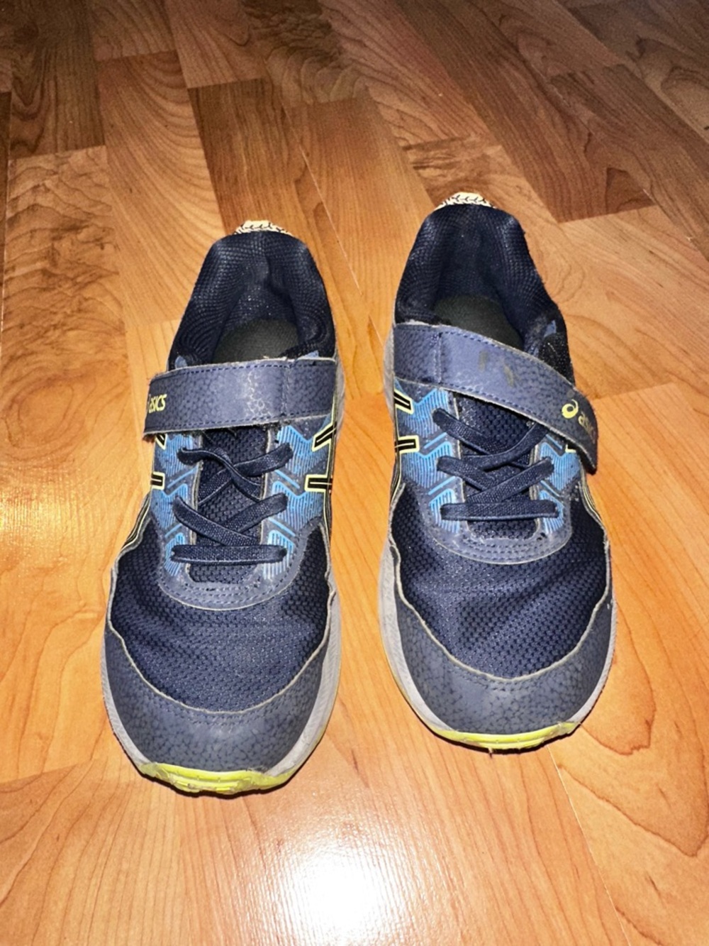 Asics Kids Navy and Yellow Velcro Sneakers - Picture 3 of 6